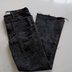 Frame Denim Charcoal Snake-Print Wide Leg Jeans, size 27